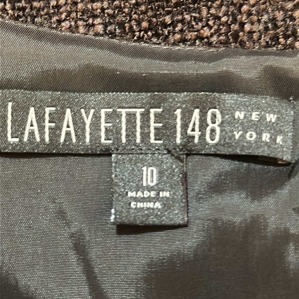 Lafayette 148 New York tweed sheath dark brown sleeveless dress size 10 - Picture 12 of 14